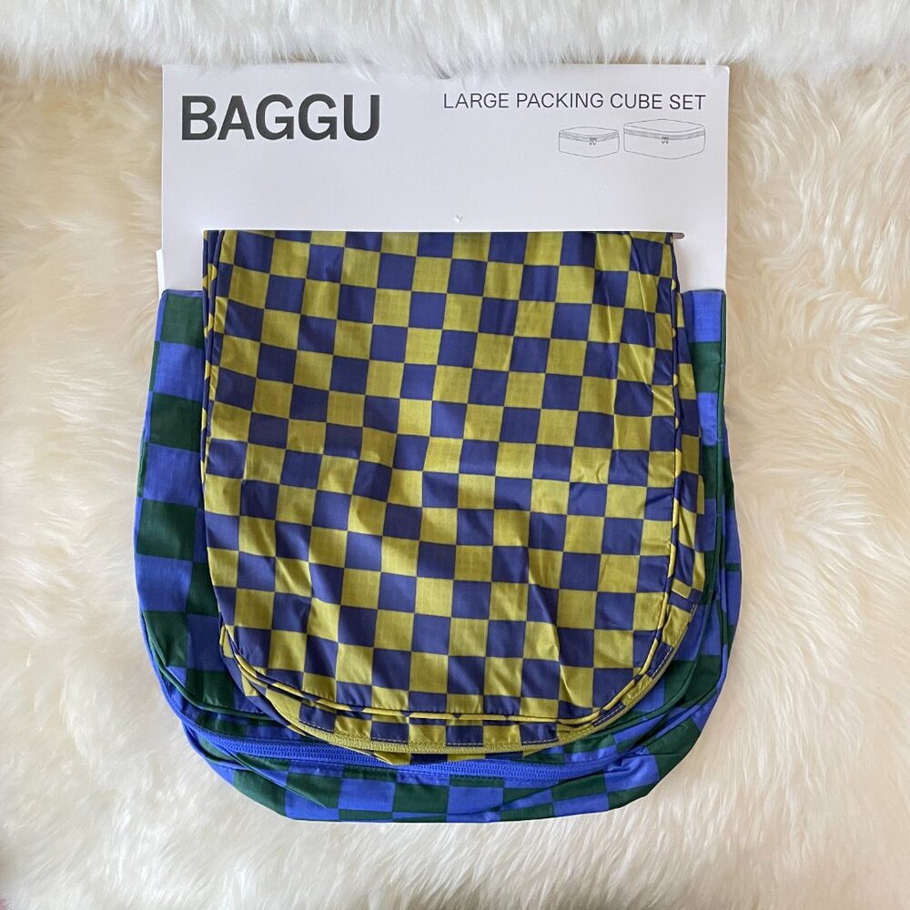 NWT Baggu Large Packing Cube Set - Jewel Checks - Picture 2 of 7